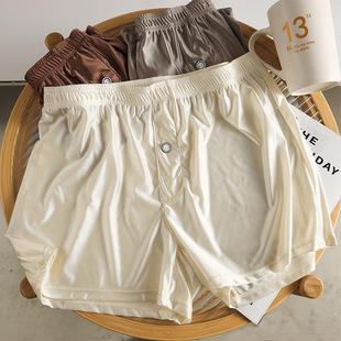 四角短裤 内裤 男生休闲运动大码 冰丝高级感缎面宽松阿罗裤 头衩 男士