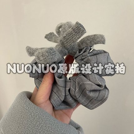 韩国东大门新款条纹大肠发圈女高级感气质百搭头绳发饰发卡