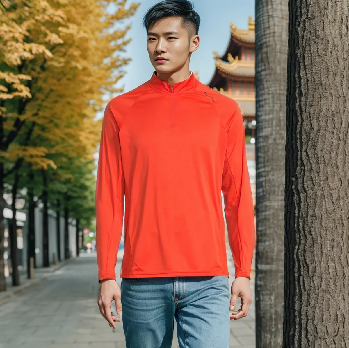 欧洲运动品牌男子长袖跑步T恤立领速干衣吸湿排汗健身训练服中层,运动服/休闲服装,运动T恤,淘宝优惠券,粉丝福利购,淘宝优惠卷