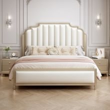 美式床轻奢实木床双人主卧现代简约欧式软靠床储物1.8米高端婚床