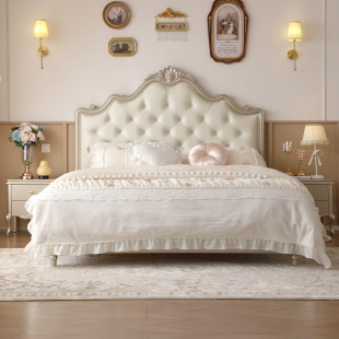 美式 婚床 轻奢实木床现代简约双人大床主卧高箱储物公主床高端法式