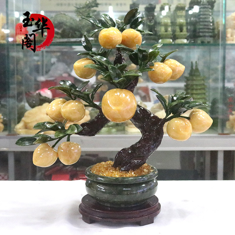 天然寿桃树多福多寿工艺品招财聚财纯手工中式电视柜酒柜摆件