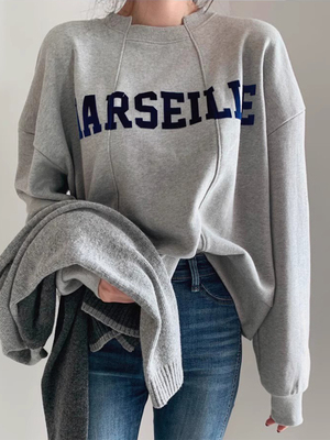 工艺字母印花宽松百搭长袖卫衣