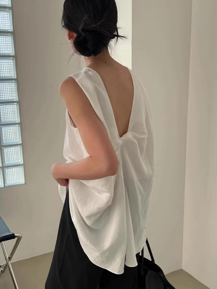 后背扭结设计感宽松休闲百搭背心