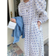 韩国chic春季 连衣裙长裙女 减龄气质圆领撞色波点口袋宽松休闲长袖
