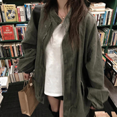 韩国chic秋季 百搭夹克外套女 拉链式 新款 复古帅气立领宽松休闲长袖