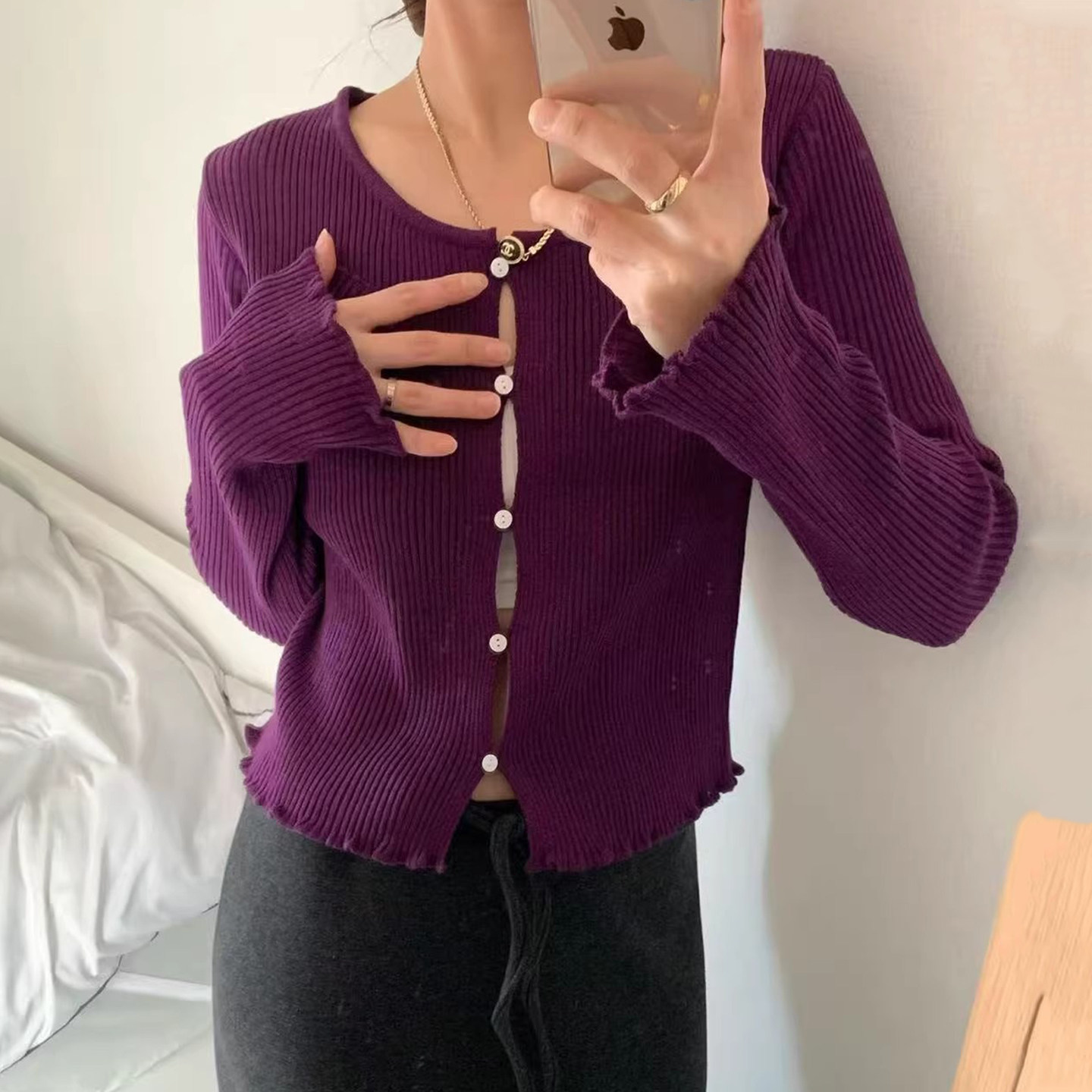 法式纯色圆领单排扣短款长袖针织衫女早春季新款修身百搭开衫毛衣,女装/女士精品,毛针织衫,淘宝优惠券,粉丝福利购,淘宝优惠卷