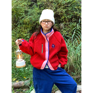 良良家韩系拼色立领羊羔毛棉服外套女冬季新款设计感加厚保暖棉衣