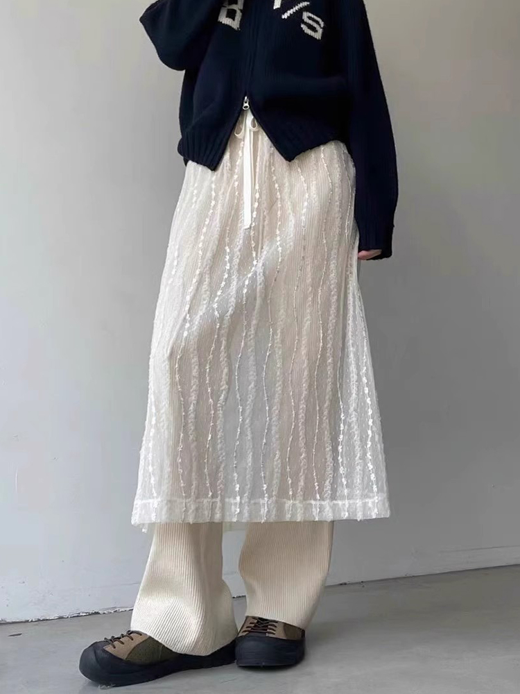 小众穿搭网纱透视绑带半身裙女