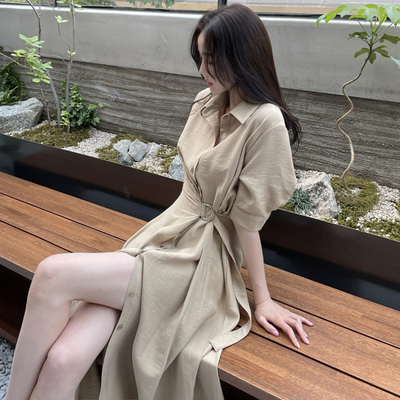 轻熟风宽松衬衫连衣裙长裙女