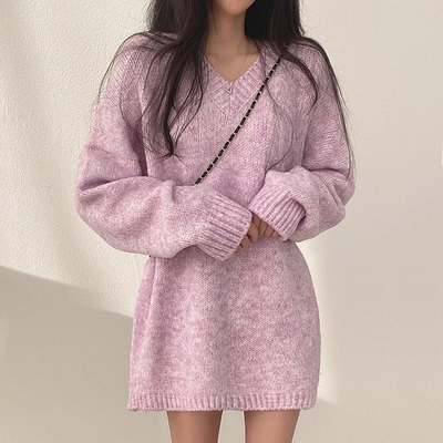 软糯宽松针织毛衣连衣裙短裙