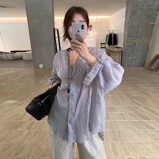 上衣 良良家温柔风蕾丝花边V领防晒衬衫 女夏季 新款 不对称百搭薄款