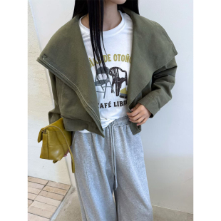 良良家军绿色夹克外套女2026秋季新款设计感小众宽松休闲短款风衣