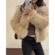 宽松开衫 复古洋气翻领百搭仿皮草毛毛外套女2025冬季 新款 保暖上衣