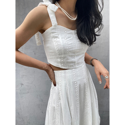 时尚套装女蕾丝后背拉链绑带吊带