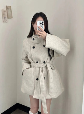 良良家小个子立领毛呢外套女