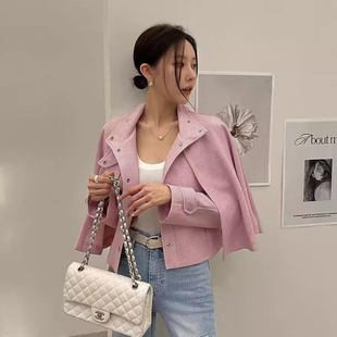 新款 风衣外套2025秋季 宽松纯色别致夹克上衣 斗篷式 设计感立领短款