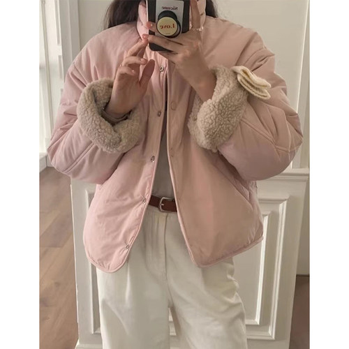 加厚宽松百搭长袖羊羔毛夹克外套