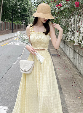 温柔套装女荷叶边褶皱吊带背心