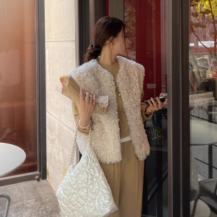 小众叠穿宽松上衣 新款 高级感圈圈毛仿皮草无袖 马甲外套女2025冬季