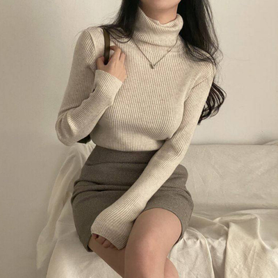 小众百搭款高领软糯打底针织衫