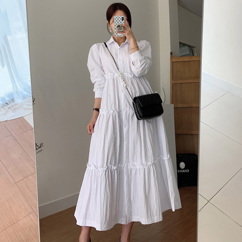 韩国ins极简主义优雅点缀连衣裙