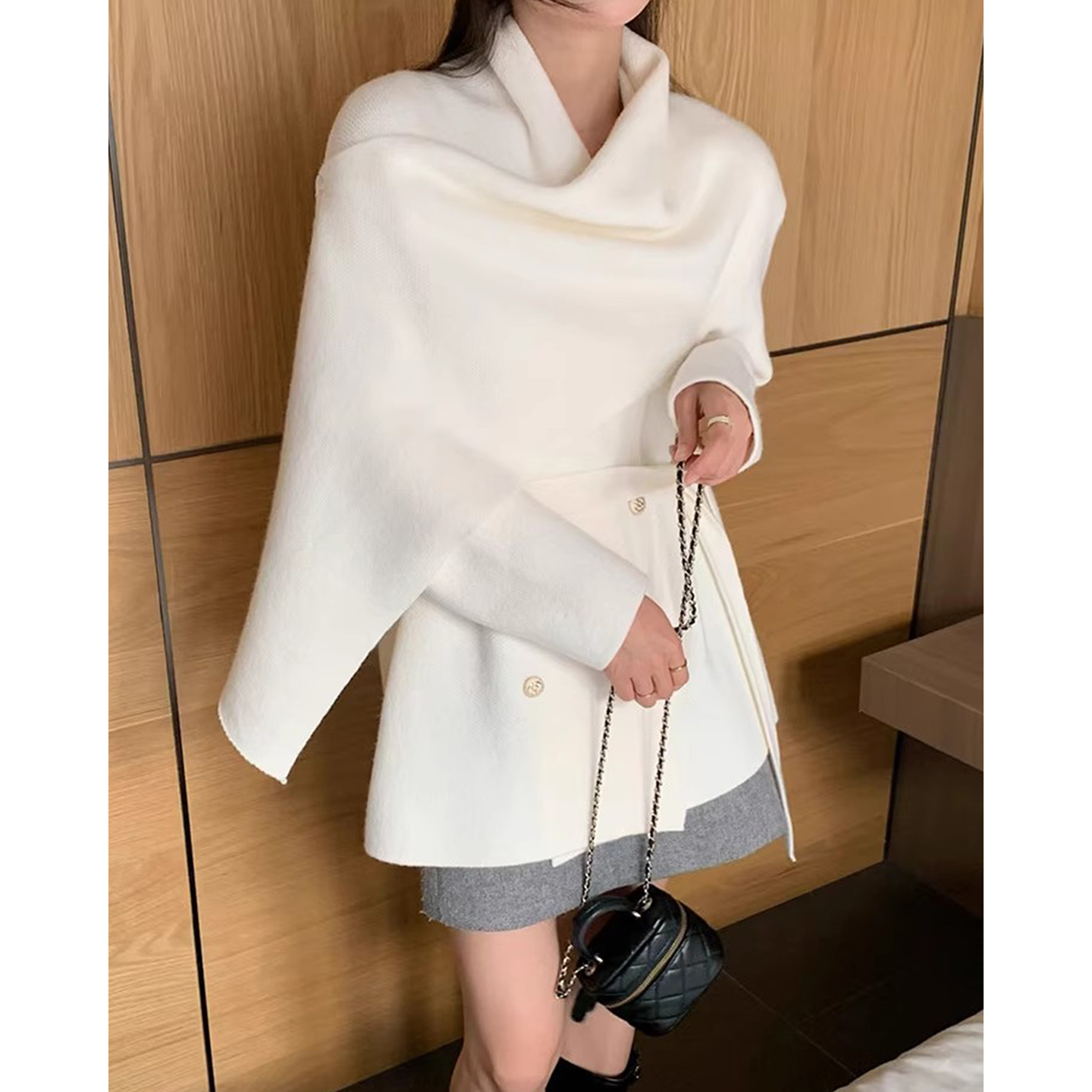 高级感披肩围巾斗篷式毛衣外套