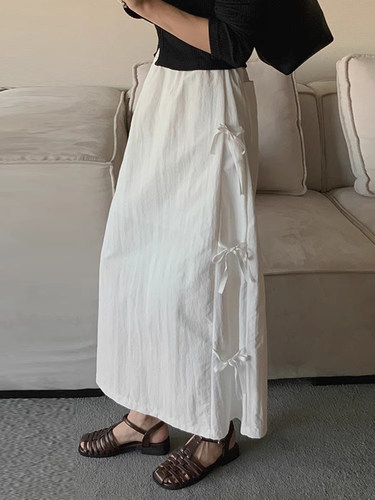 小众设计感蝴蝶结系带半身裙女