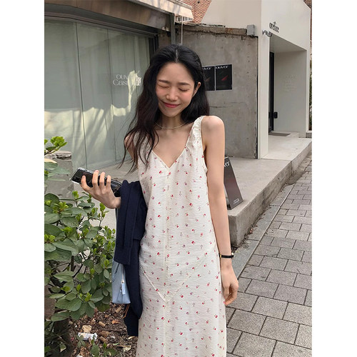 小碎花宽松休闲小个子背心连衣裙