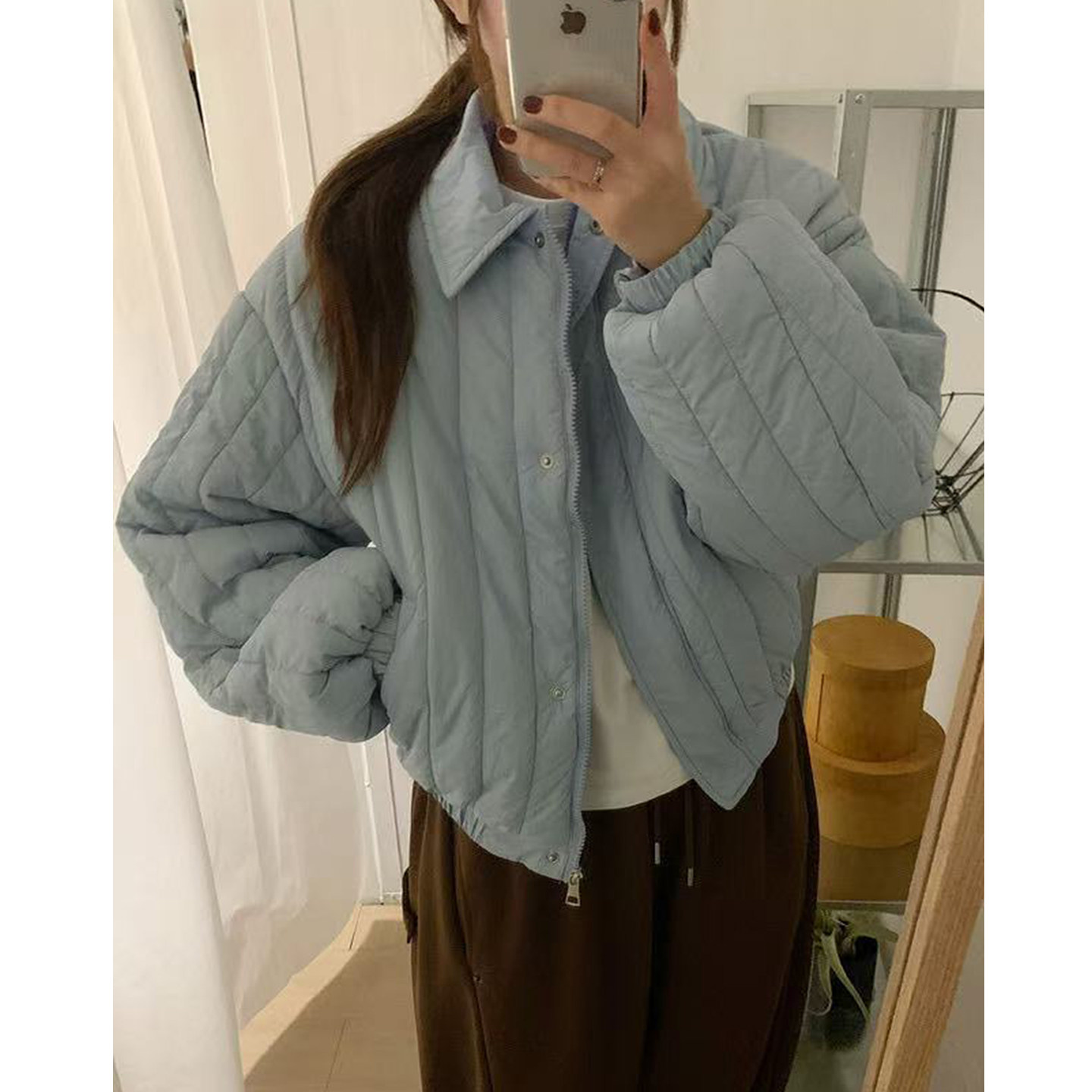 减龄气质竖条纹短款纯色棉服外套女2025冬季新款口袋拉链开衫上衣,女装/女士精品,棉衣/棉服,淘宝优惠券,粉丝福利购,淘宝优惠卷