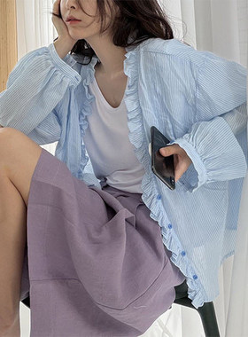 巨推荐的一款条纹防晒衬衫上衣女