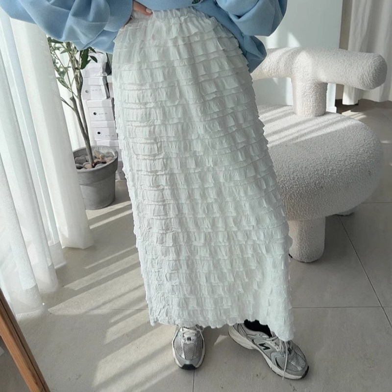 良良家层次感花边蛋糕裙半身裙女春季新款减龄气质高腰包臀长裙子