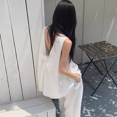设计感后背扭结背心衬衫