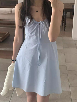 收腰显瘦小个子无袖吊带连衣裙