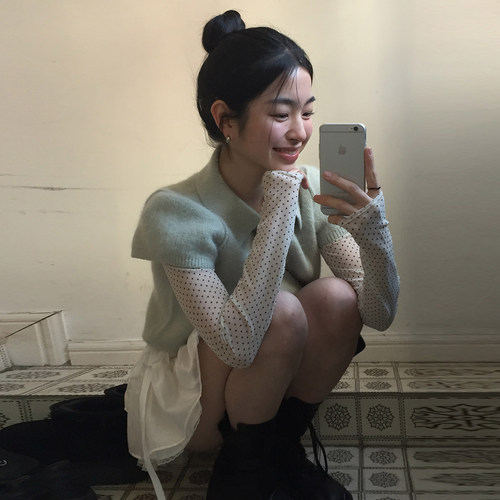 撞色波点内搭打底衫软糯针织毛衣