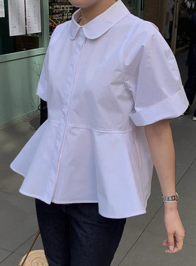 良良家减龄娃娃领短袖衬衫女