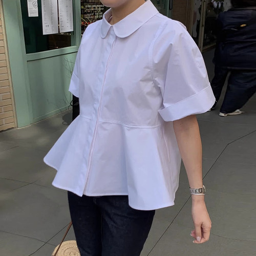 良良家减龄娃娃领短袖衬衫女