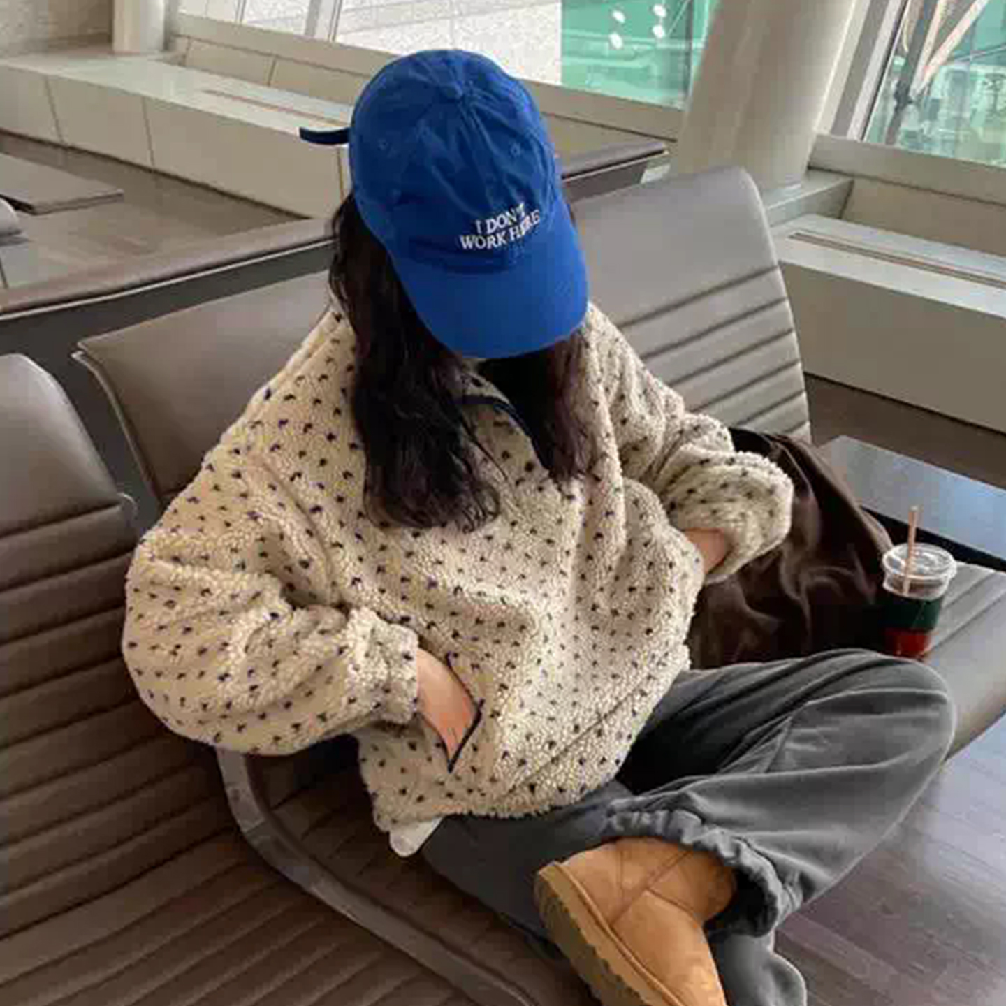 法式减龄爱心提花羊羔绒卫衣外套