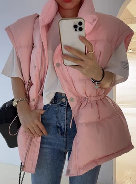 抽绳收腰显瘦百搭棉服马甲外套