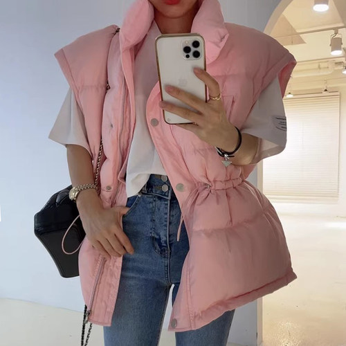 抽绳收腰显瘦百搭棉服马甲外套