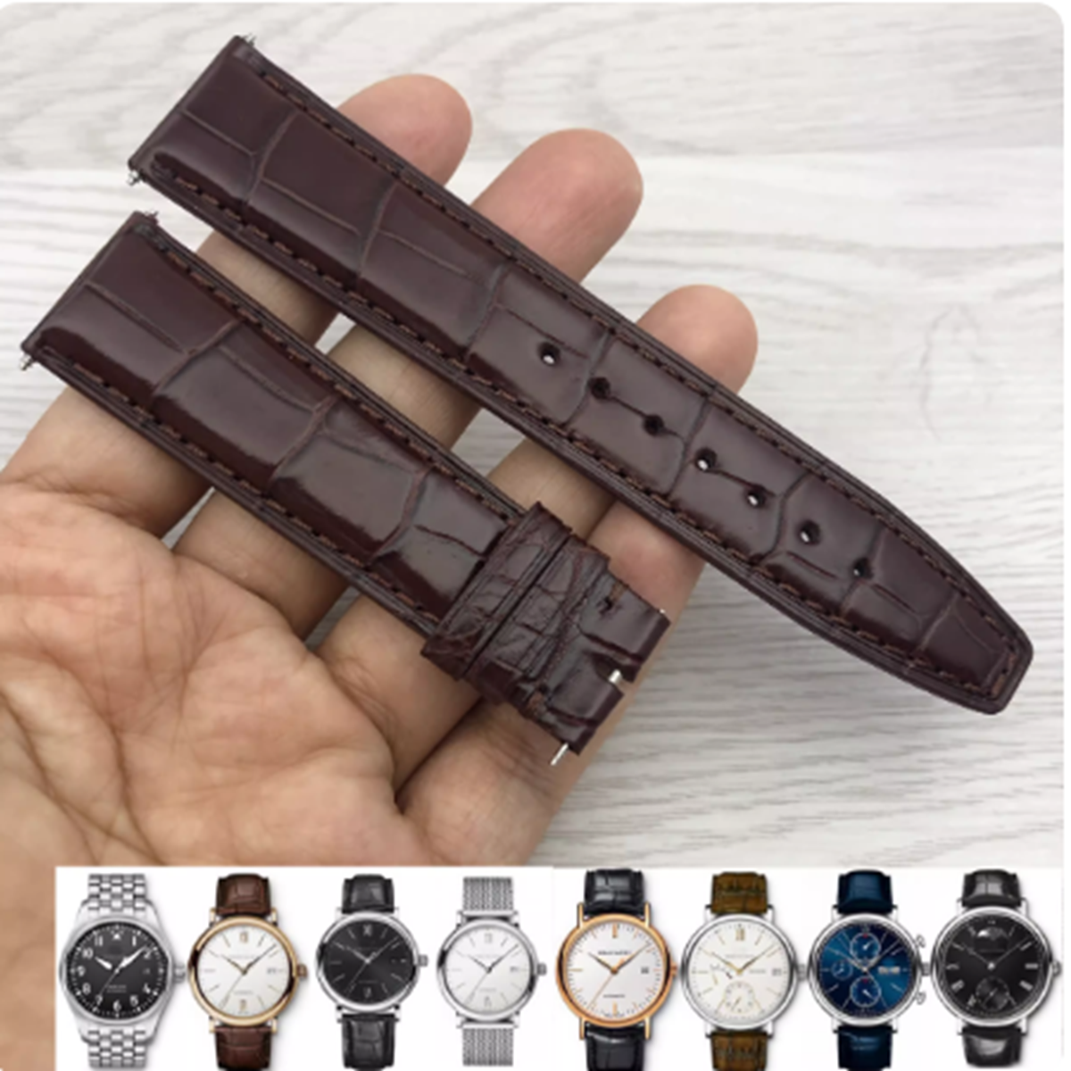 卓越表行 适配万国 iwc柏涛菲诺葡萄牙葡7大飞行员鳄鱼真皮表带