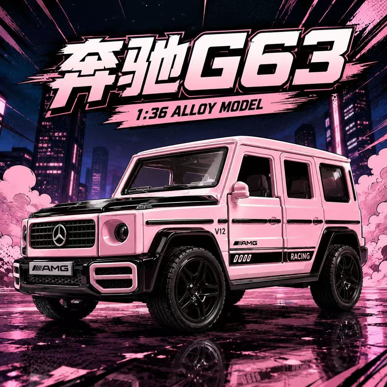 清仓处理一批外销尾货合金奔驰G63回力双开门汽车模型越野车玩具图片