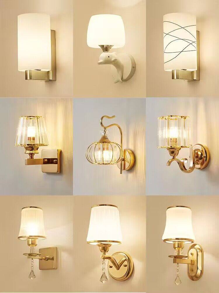 현대 미니멀 유리 벽 램프 LED 침실 머리맡 램프 거실 TV 배경 벽 램프 계단 통로 램프