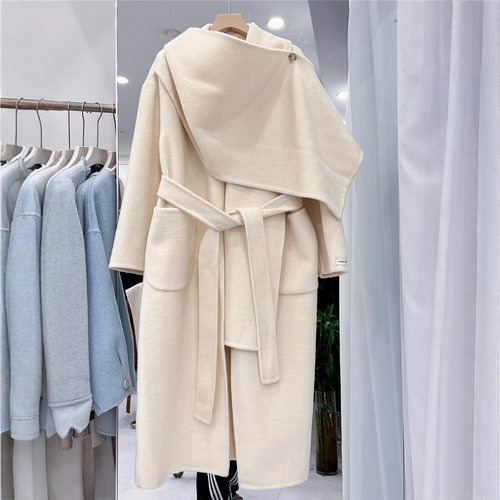 双面羊绒大衣女2025秋冬新款韩版宽松大围巾长毛款羊毛呢外套女韩