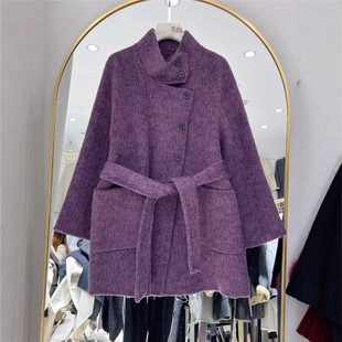 斯卡露2025秋冬新款韩系高级感气质毛呢外套女中长款双面羊绒大衣