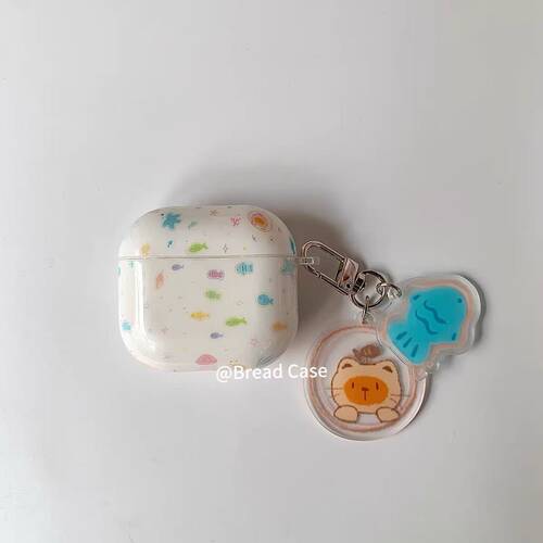 可爱小猫遨游海底世界挂件适用airPodspro3airpods4/3耳机保护套