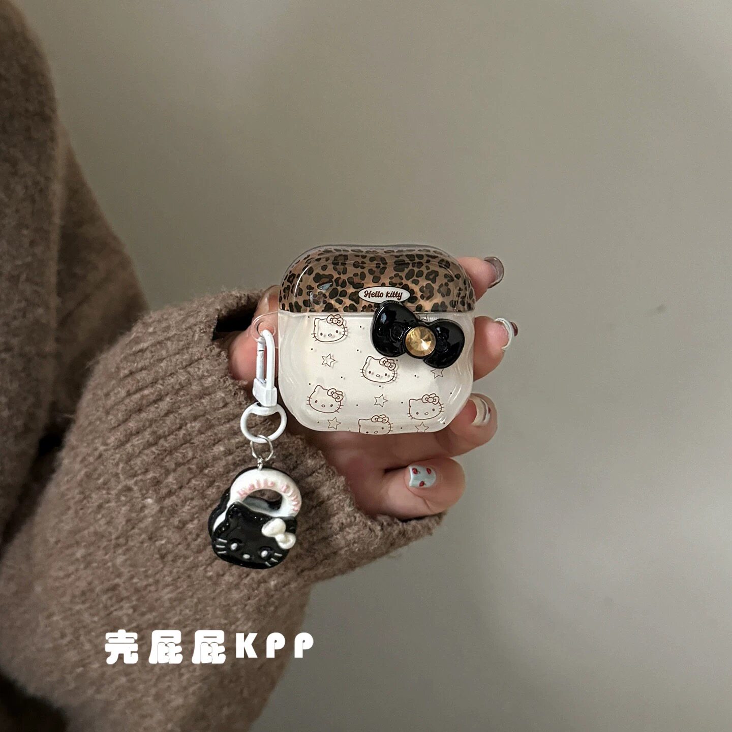 黑白色系可爱半透KT猫适用AirPods保护套Pro保护壳AirPods3耳机套