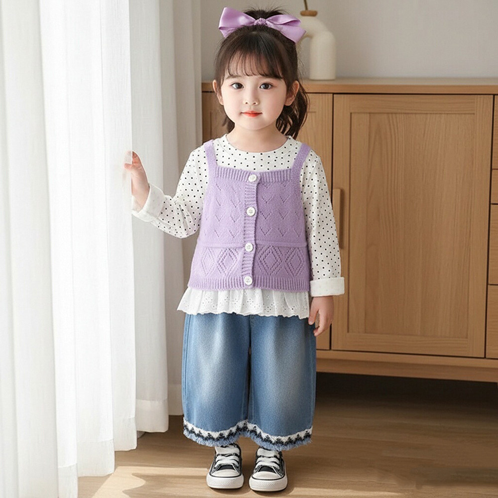 女宝宝毛衣针织马甲2026春秋儿童套装春装新款女童洋气三件套,童装/婴儿装/亲子装,套装,淘宝优惠券,粉丝福利购,淘宝优惠卷