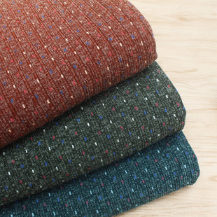 韩系重磅彩点软垂坠感编织立体带微弹力条纹布料 上衣开衫裙裤子