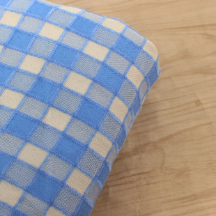 外贸浅蓝色仿牛仔立体方块格子面料 上衣罩衫长裙子短裤童装面料